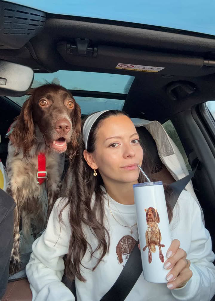 Pet Portre Nakışlı Beyaz Sweatshirt