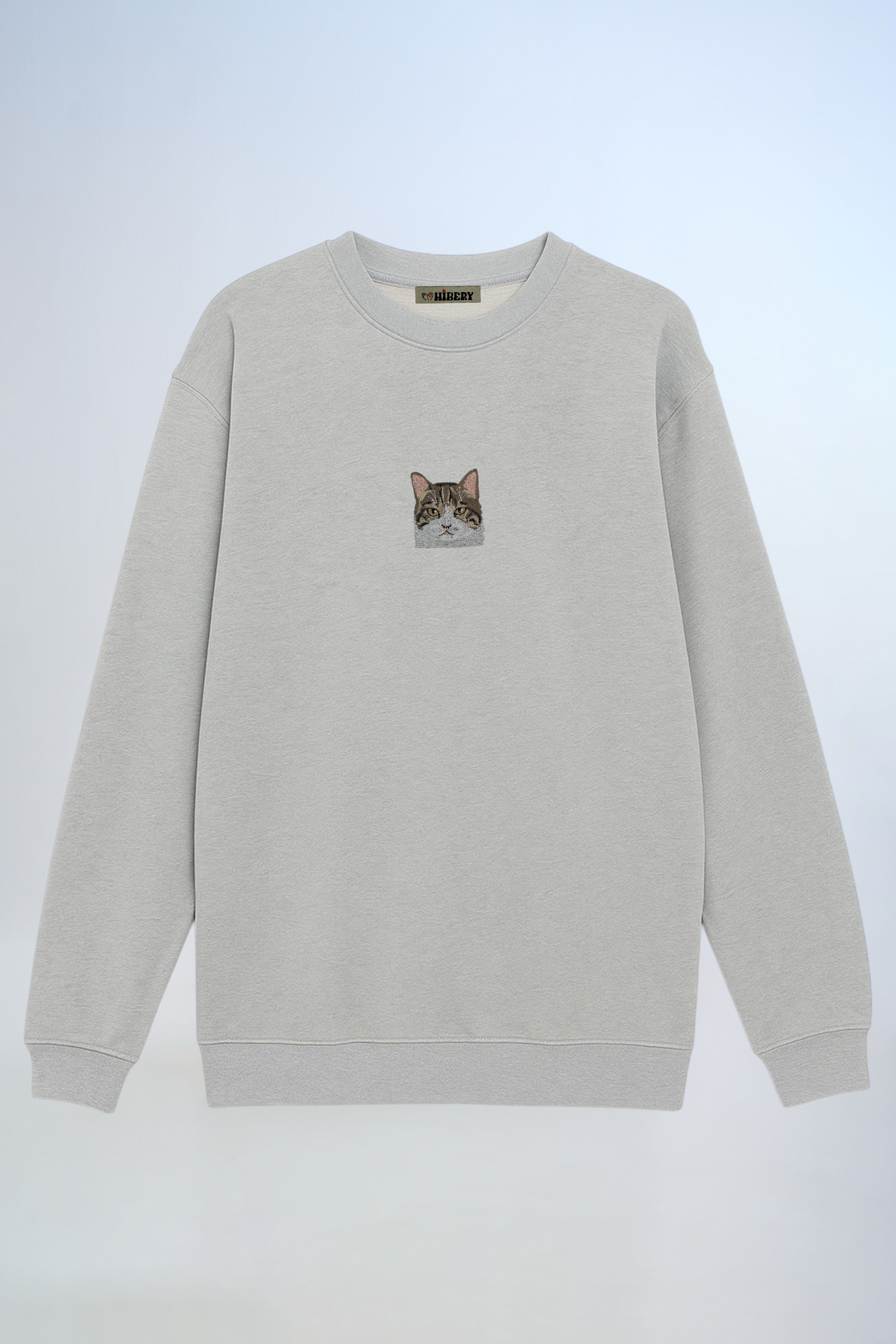 Pet Portre Nakışlı Gri Sweatshirt