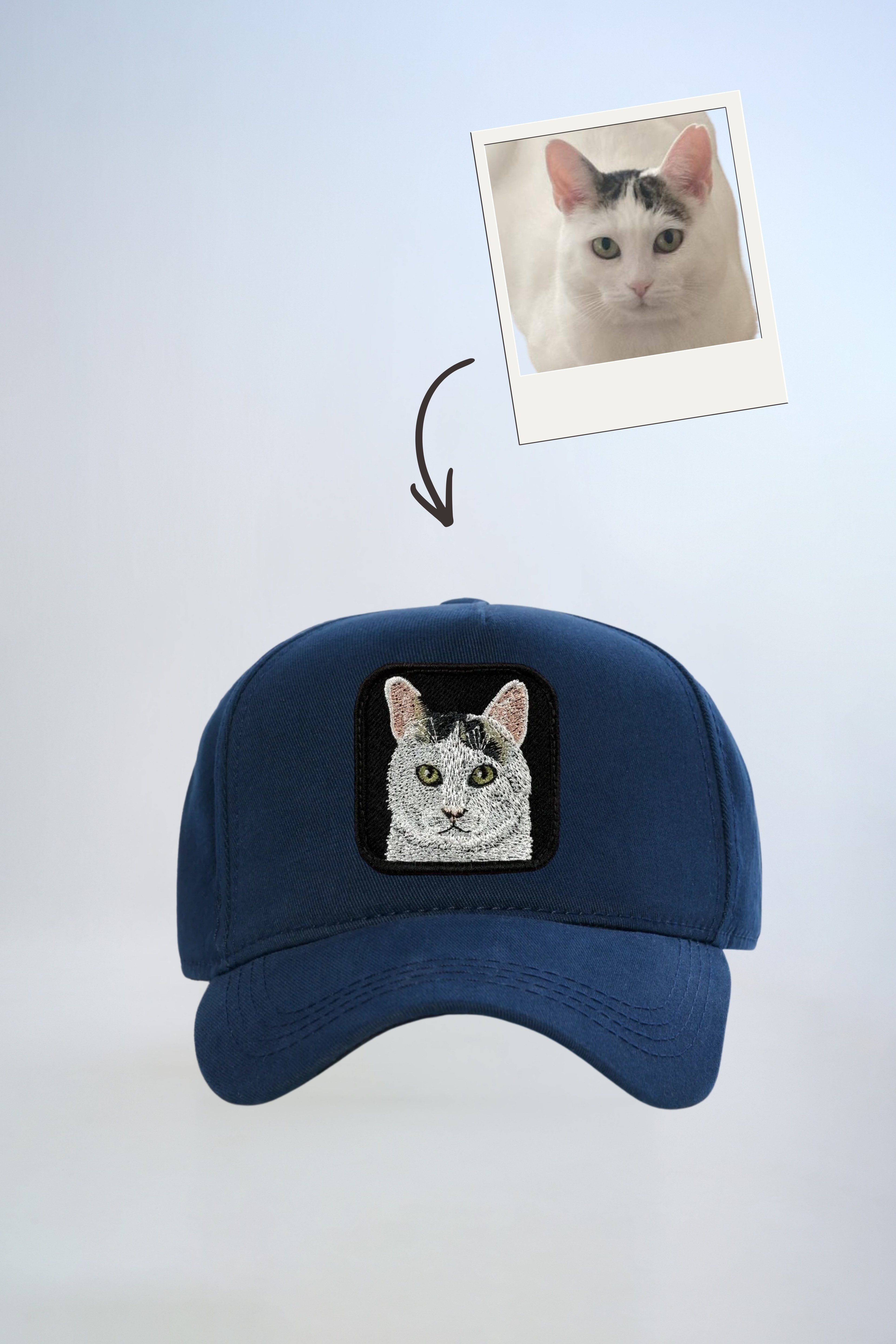 Pet Portre Nakışlı Lacivert Cap