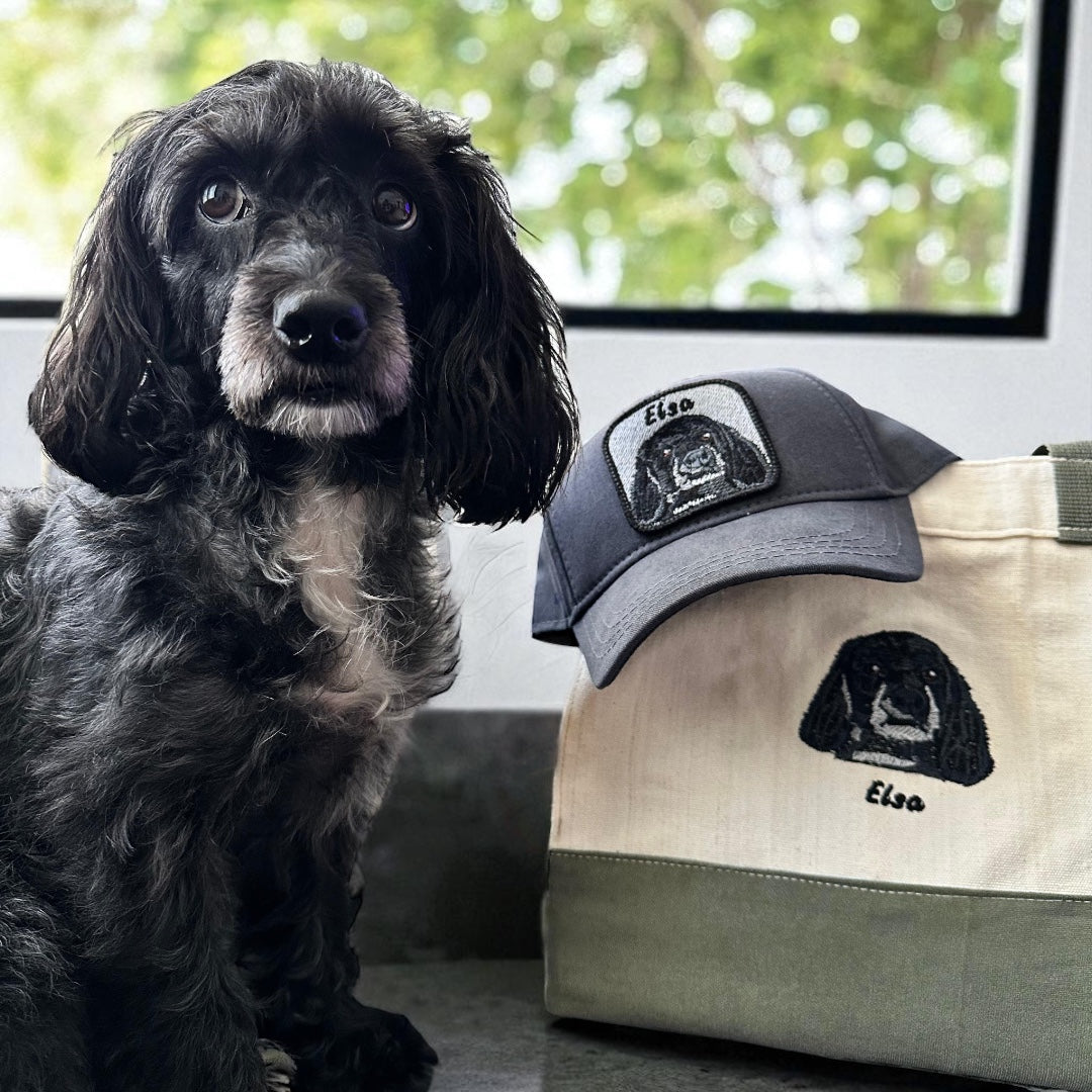 Pet Portre Nakışlı Yeşil Mini Kanvas Çanta