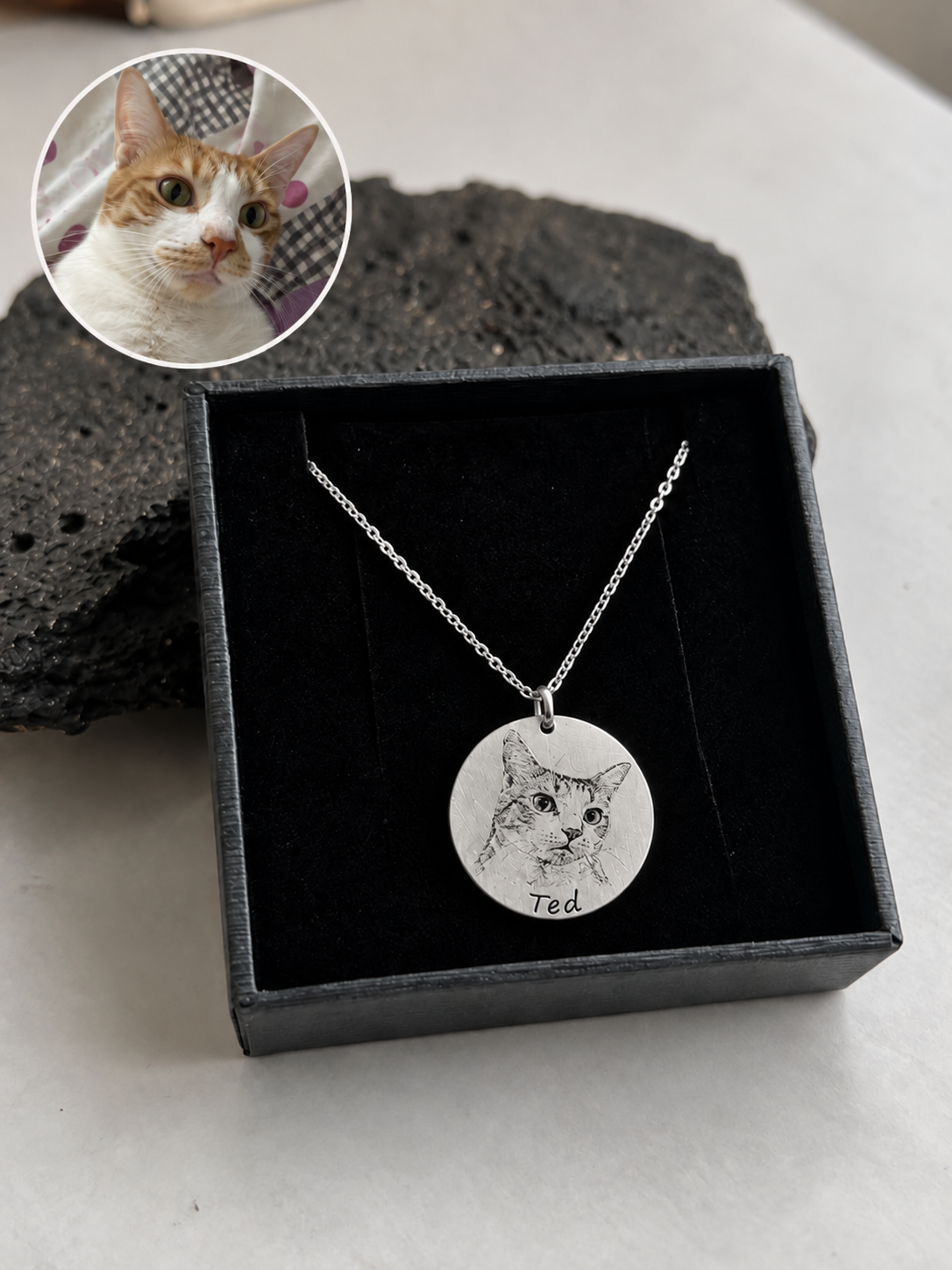 Pet Portre İşlemeli 925 Ayar Gümüş Kolye