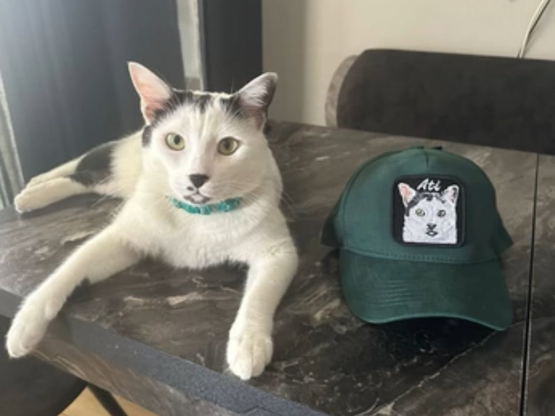 Pet Portre Nakışlı Yeşil Cap