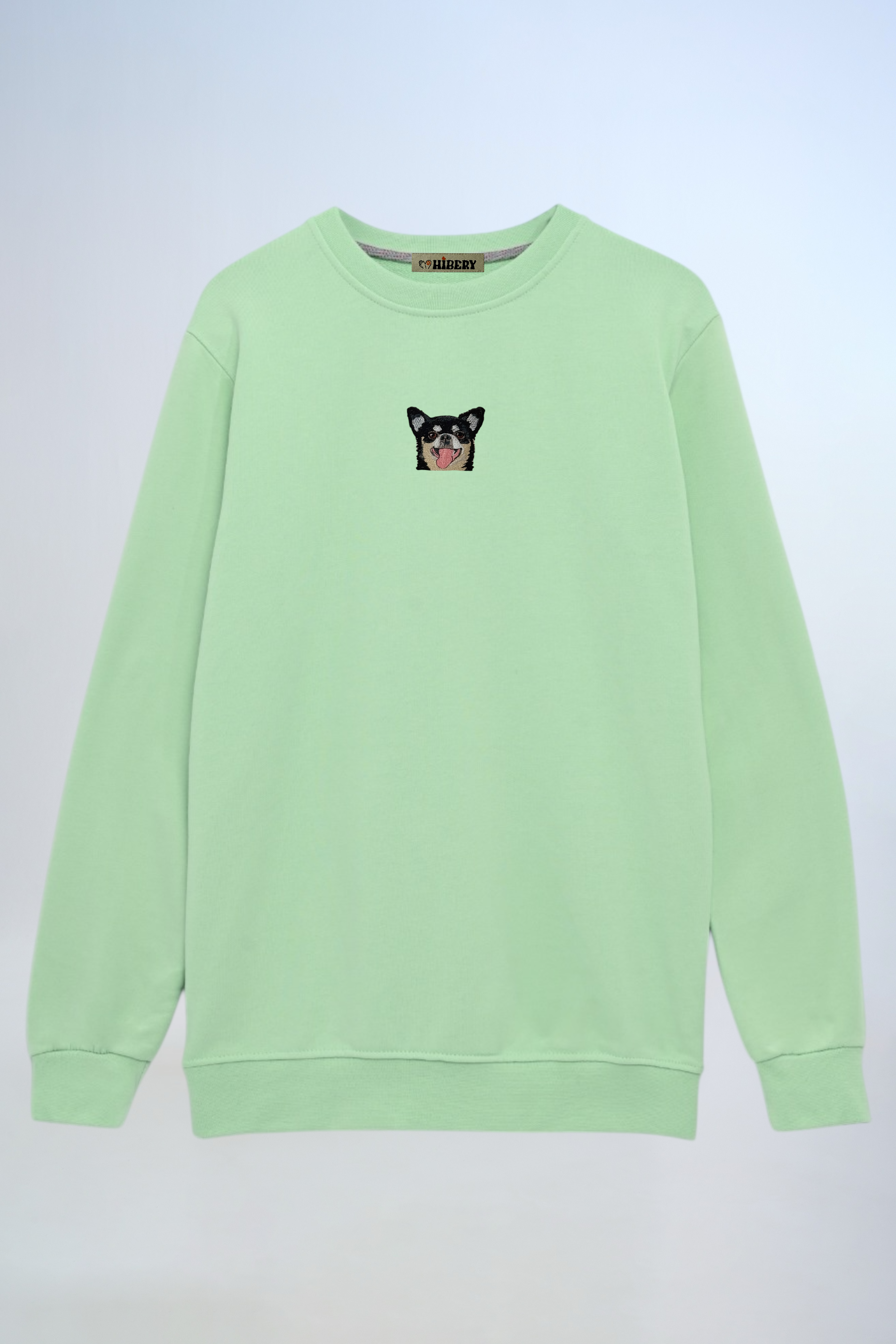 Pet Portre Nakışlı Mint Yeşili Sweatshirt