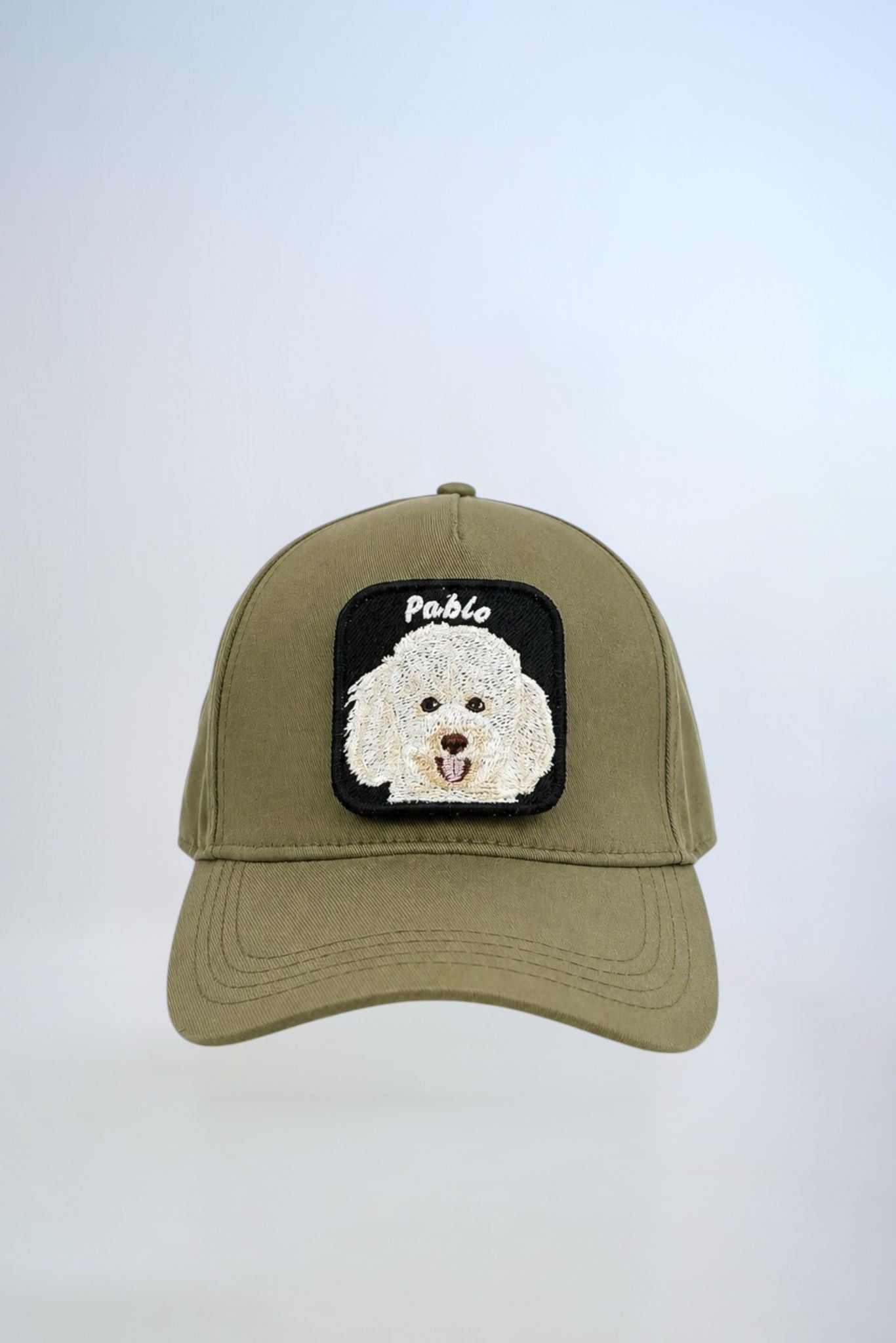 Pet Portre Nakışlı Haki Yeşil Cap