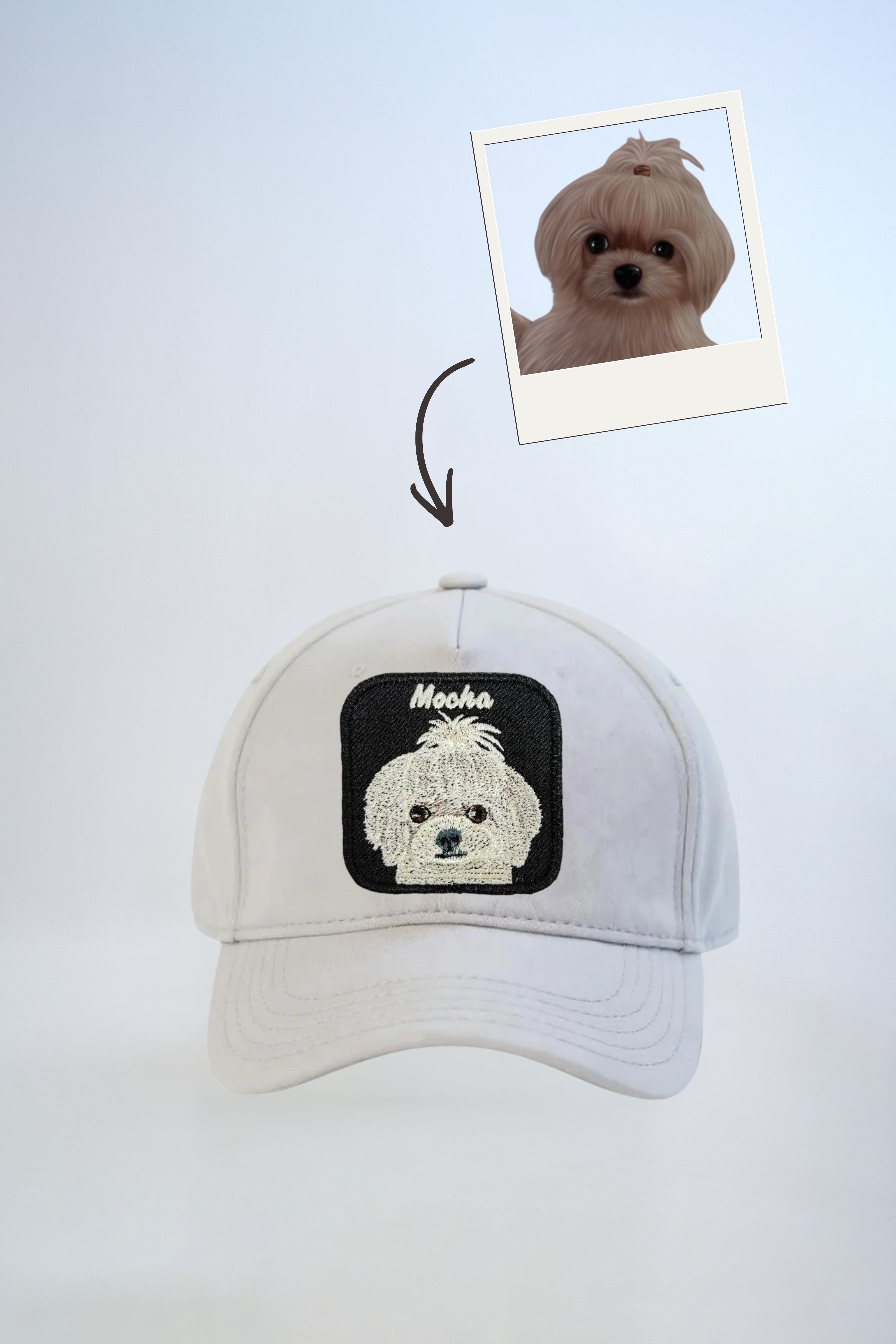 Pet Portre Nakışlı Gri Cap