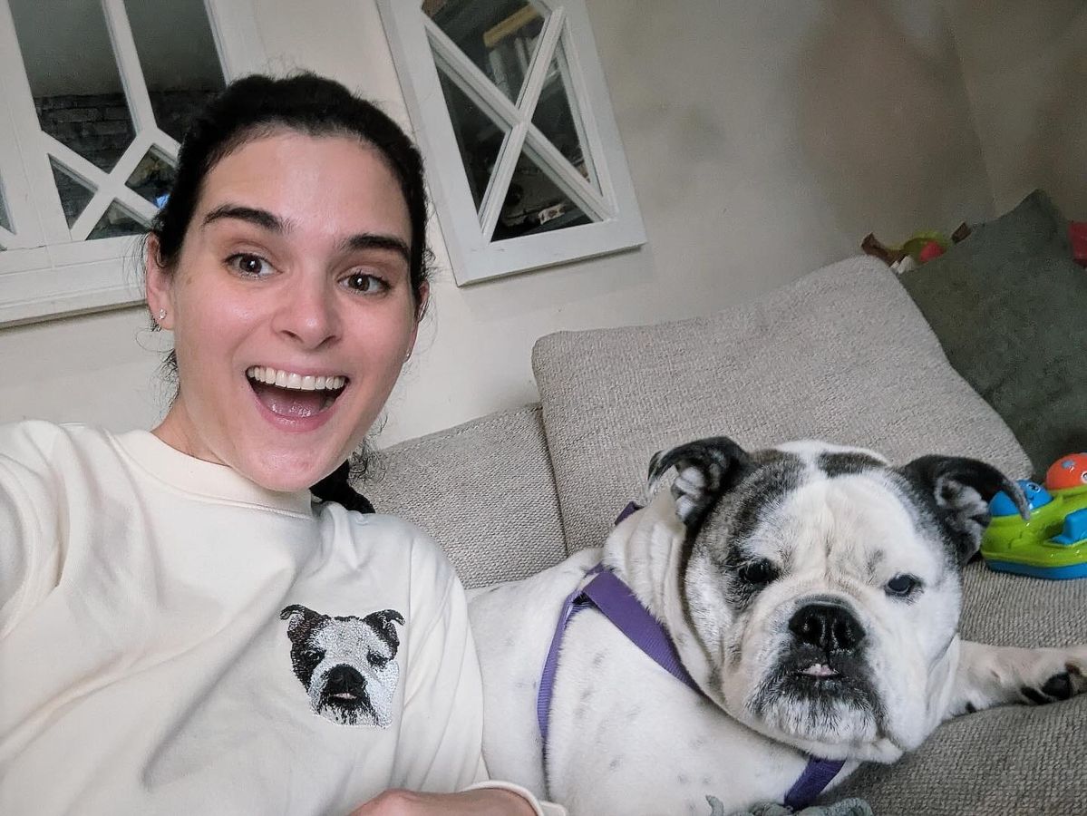 Pet Portre Nakışlı Beyaz Sweatshirt