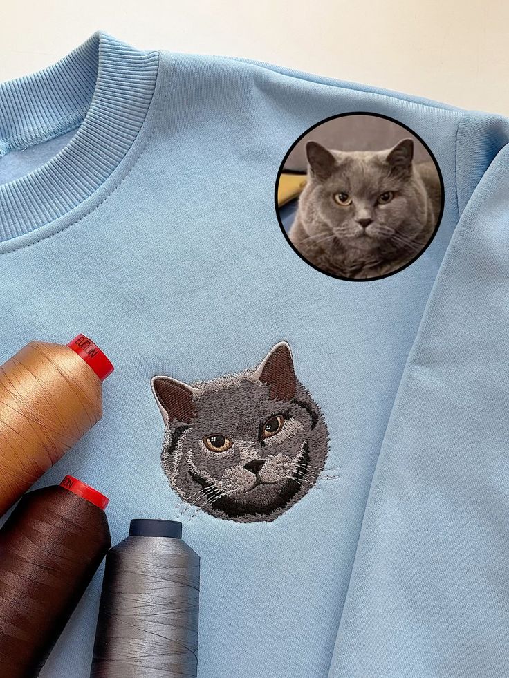 Pet Portre Nakışlı Bebek Mavi Sweatshirt