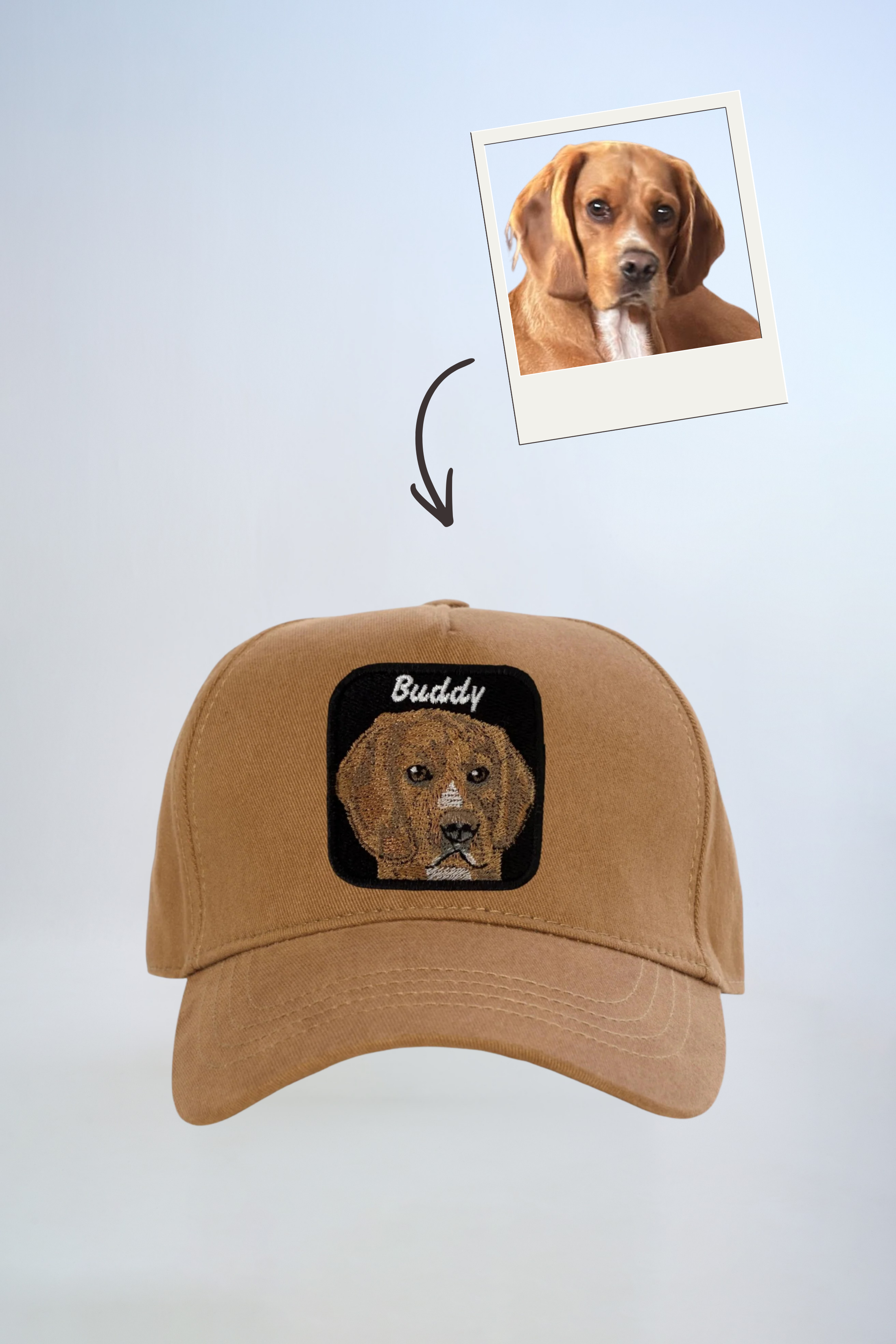 Pet Portre Nakışlı Sütlü Kahve Cap