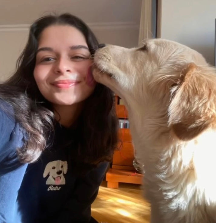 Pet Portre Nakışlı Lacivert Sweatshirt